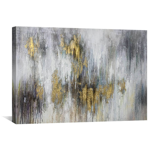 Abstract Gold and Silver Euphoria Oil Painting for Elegant Home Decor