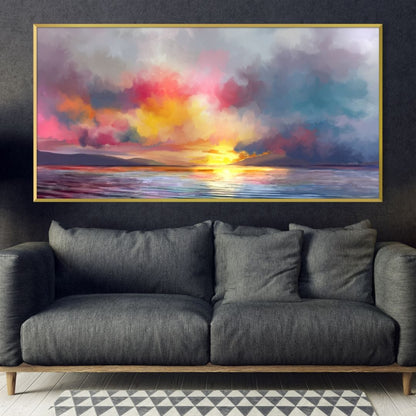 Vibrant Sunset Horizon Oil Painting for Modern Home Decor