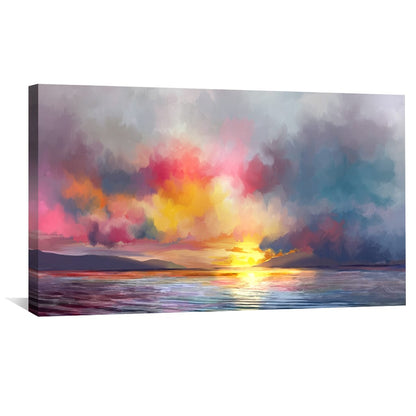 Vibrant Sunset Horizon Oil Painting for Modern Home Decor