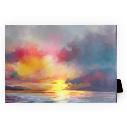 Vibrant Sunset Reflection on Water - Colorful Oil Painting for Home Decor