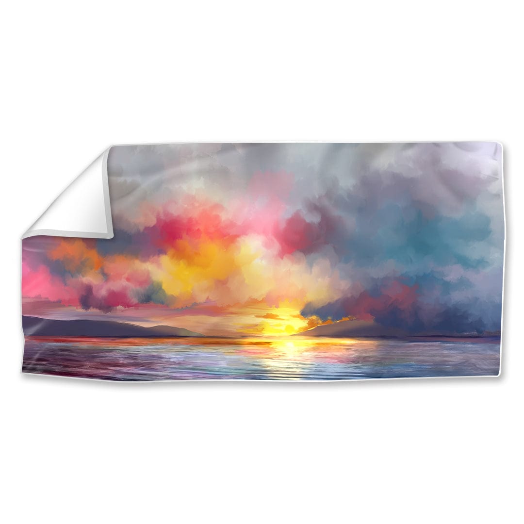 Vibrant Sunset over Tranquil Waters - Stunning Oil Painting for Home Decor