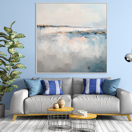 Serene Coastal Landscape Oil Painting for Modern Home Decor