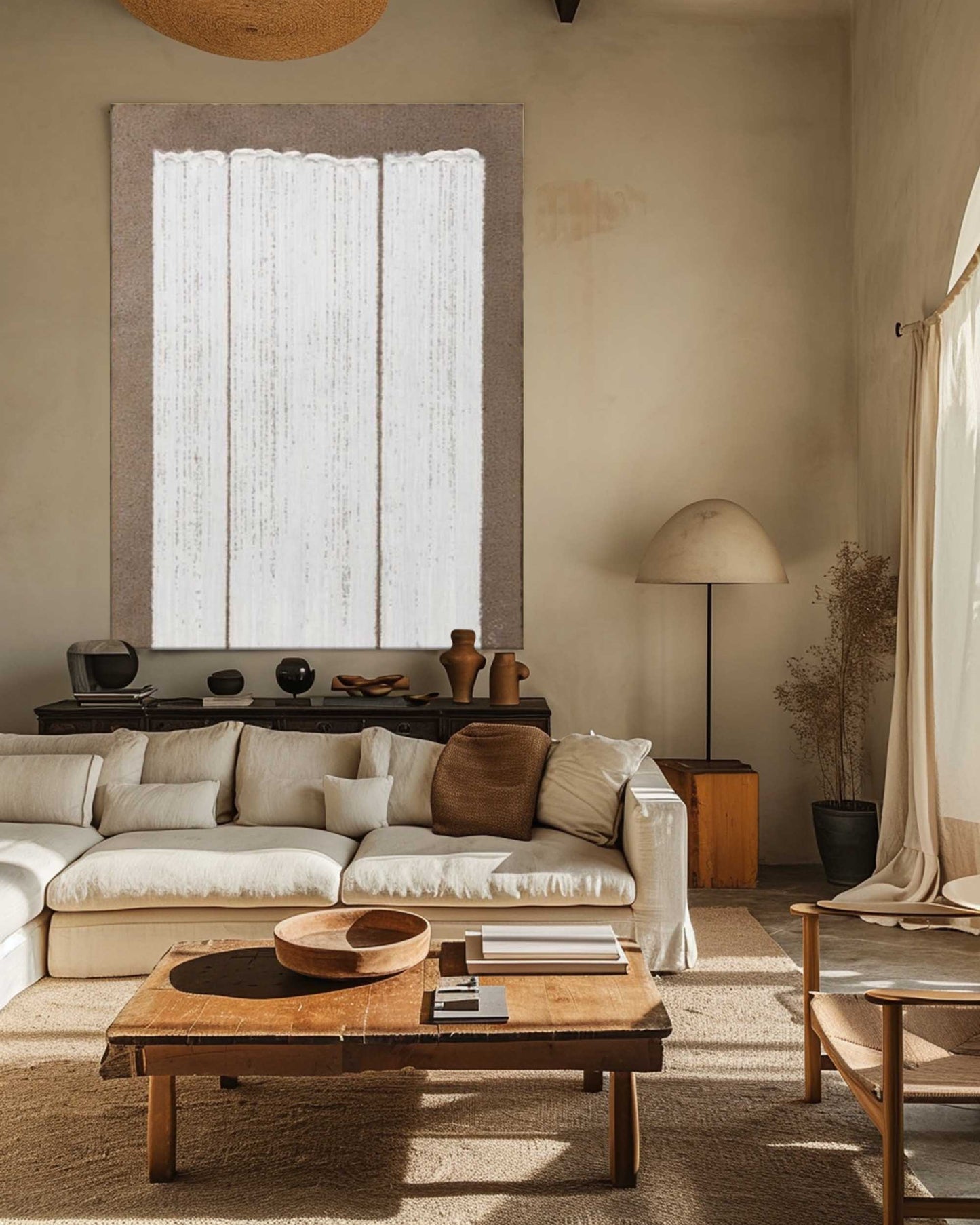 Serene Wabi-Sabi Minimalist Oil Painting for Modern Home Decor