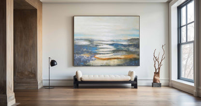 Serene Blue Seascape Oil Painting for Modern Coastal Home Decor