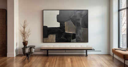 Contemporary Black and Grey Abstract Wall Art for Modern Home Decor
