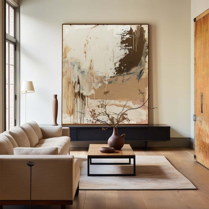 Contemporary Earth Tones Abstract Oil Painting for Modern Home Décor