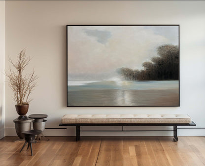 Serene Coastal Landscape Oil Painting for Home Décor and Art Collectors