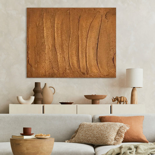 Nature's Serenity: Abstract Earth Tones Oil Painting for Modern Decor