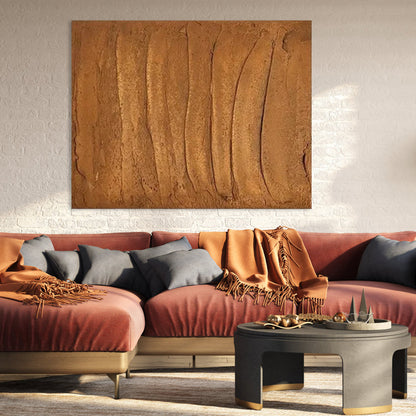 Nature's Serenity: Abstract Earth Tones Oil Painting for Modern Decor