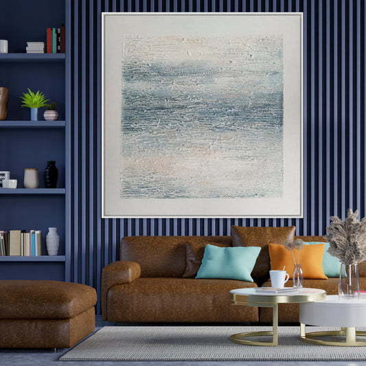 Tranquil Ocean Waves: Abstract Oil Painting for Serene Home Decor