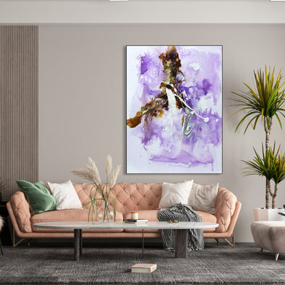 Abstract Purple Oil Painting of Flowing Energies and Vibrant Colors for Home Decor