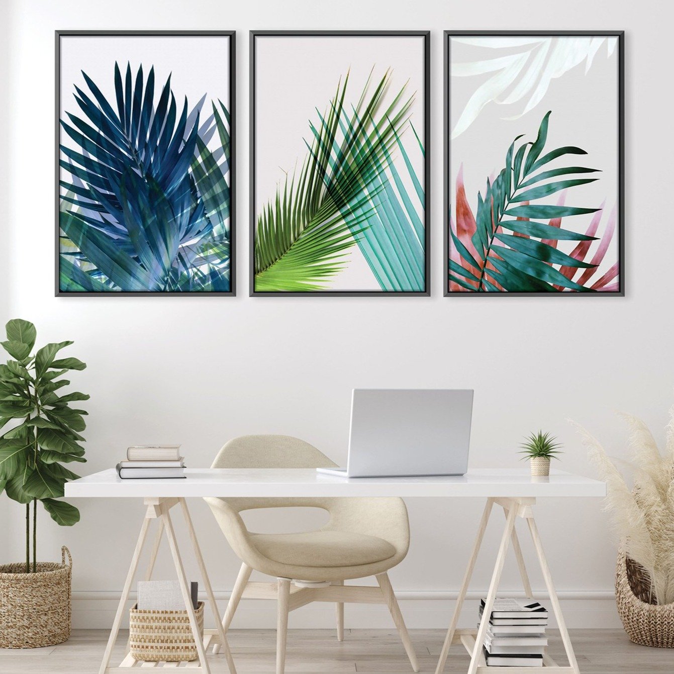 Tropical Leaves Oil Painting for Modern Home Décor