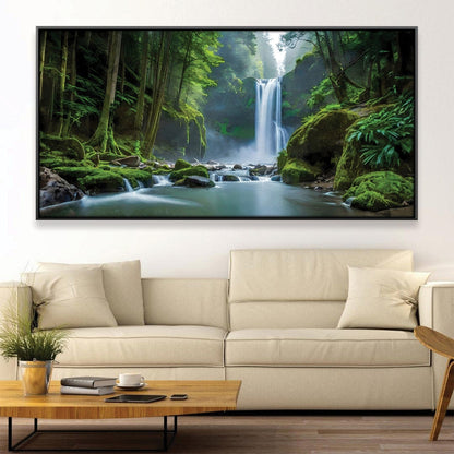 Serene Tropical Waterfalls Oil Painting for Home and Office Décor