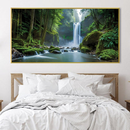 Serene Tropical Waterfalls Oil Painting for Home and Office Décor