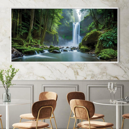 Serene Tropical Waterfalls Oil Painting for Home and Office Décor