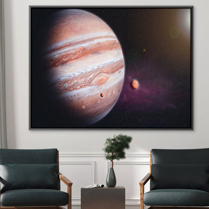 Galactic Elegance: Stunning Oil Painting of Jupiter and Its Moons