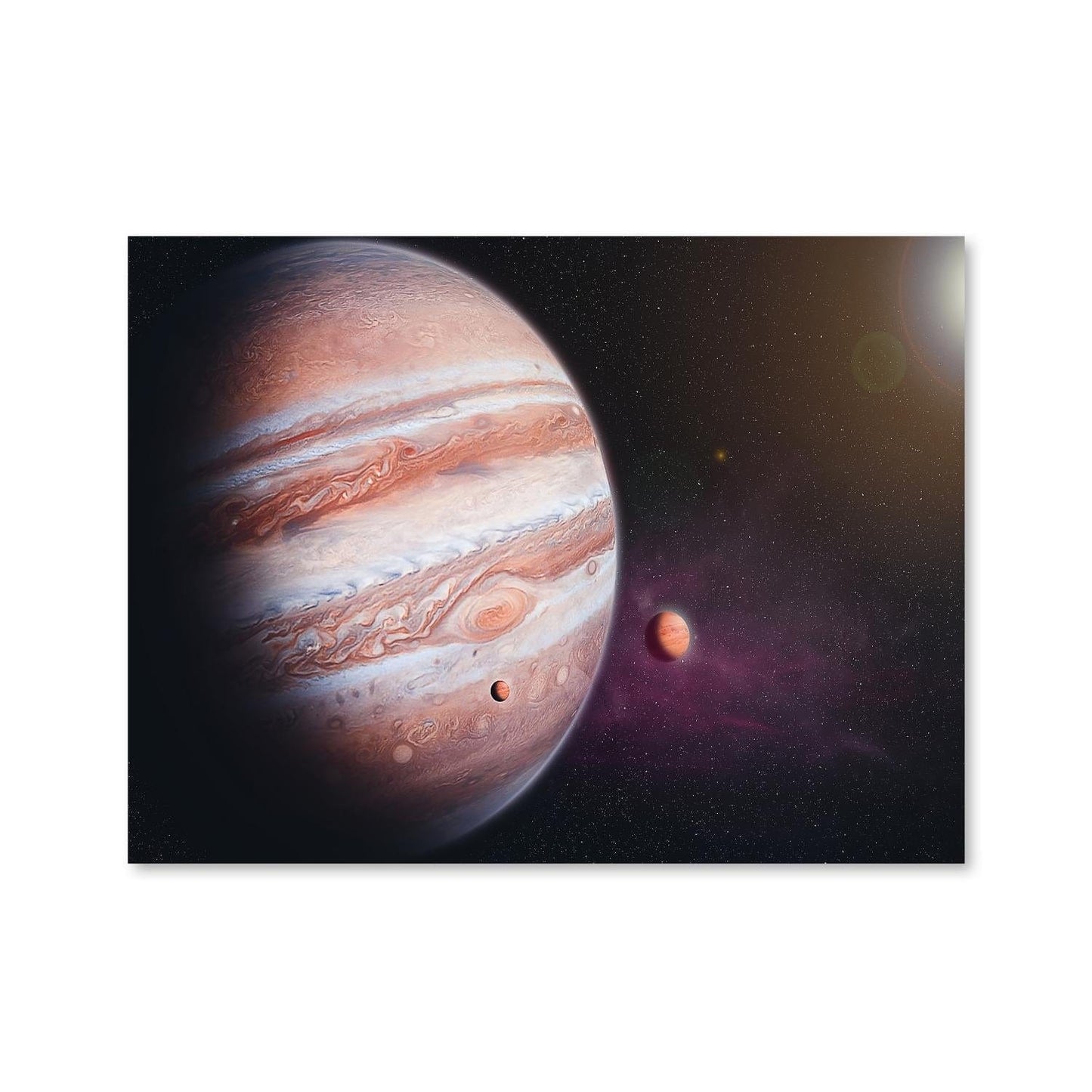Galactic Elegance: Stunning Oil Painting of Jupiter and Its Moons