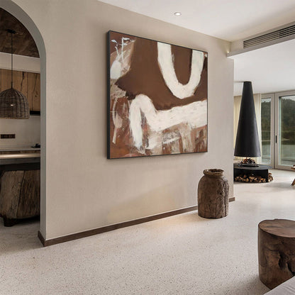 Elegant Wabi-Sabi Minimalist Oil Painting for Serene Home Decor
