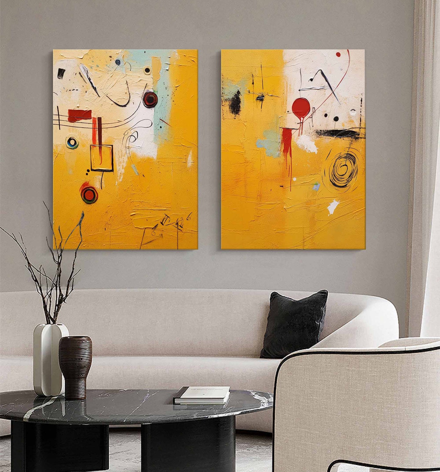 Vibrant Yellow Abstract Oil Painting for Modern Art Lovers