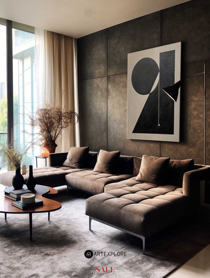 Contemporary Black and White Abstract Oil Painting for Modern Home Decor