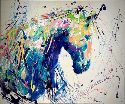 Vibrant Horse Oil Painting – Abstract Animal Art for Home Decor