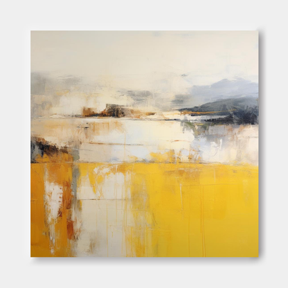 Stunning Abstract Oil Painting in Vibrant Yellow and Gray Tones for Modern Home Décor