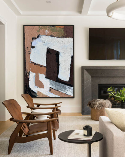 Contemporary Abstract Oil Painting with Bold Textures and Earthy Tones