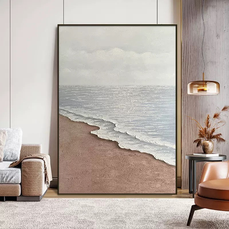 Quiet Beach Low Tide Coastal Oil Painting