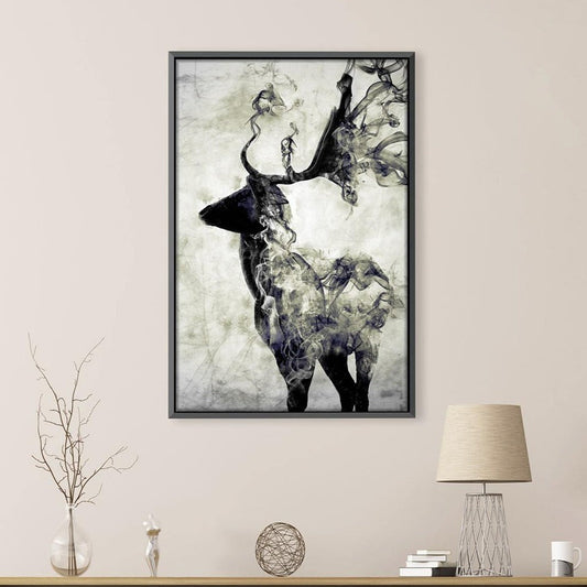 Mystical Deer Oil Painting with Smoke Effects for Modern Home Decor