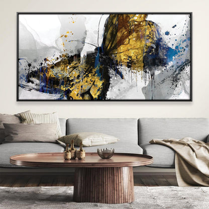 Abstract Gold Butterfly Oil Painting for Modern Home Decor