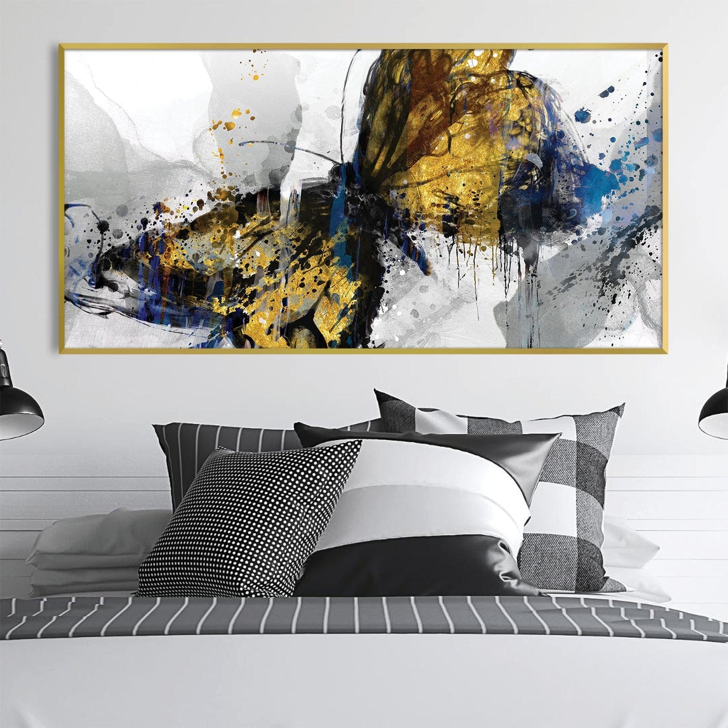 Abstract Gold Butterfly Oil Painting for Modern Home Decor