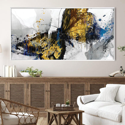 Abstract Gold Butterfly Oil Painting for Modern Home Decor