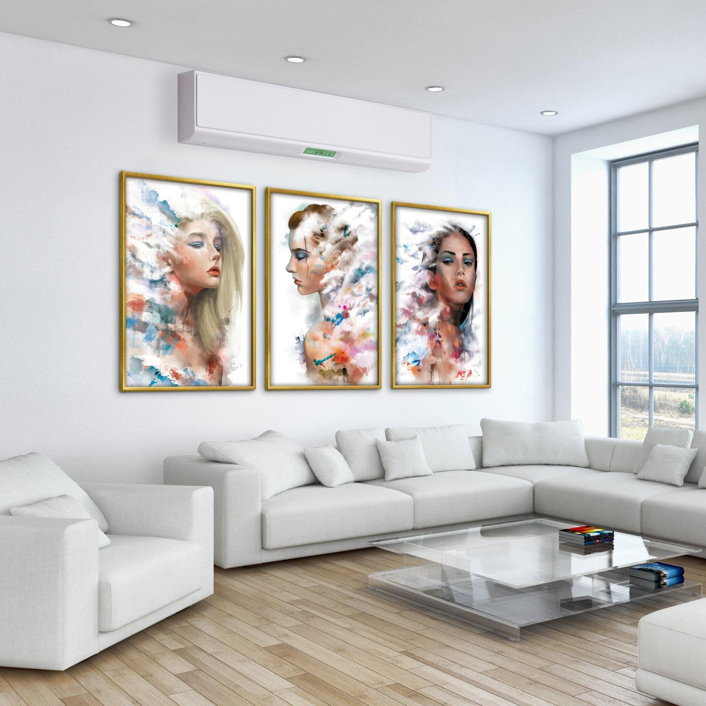 Abstract Elegance: Ethereal Women in Colorful Dreamscape Oil Painting