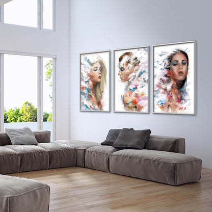 Abstract Elegance: Ethereal Women in Colorful Dreamscape Oil Painting