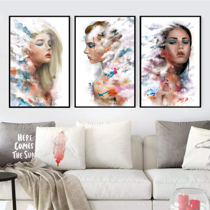 Abstract Elegance: Ethereal Women in Colorful Dreamscape Oil Painting