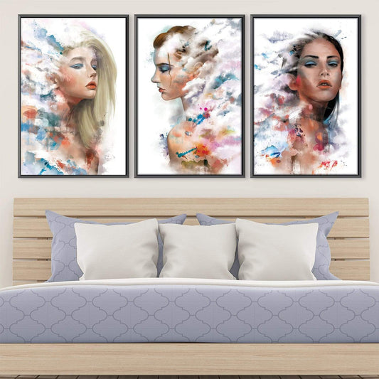 Abstract Elegance: Ethereal Women in Colorful Dreamscape Oil Painting