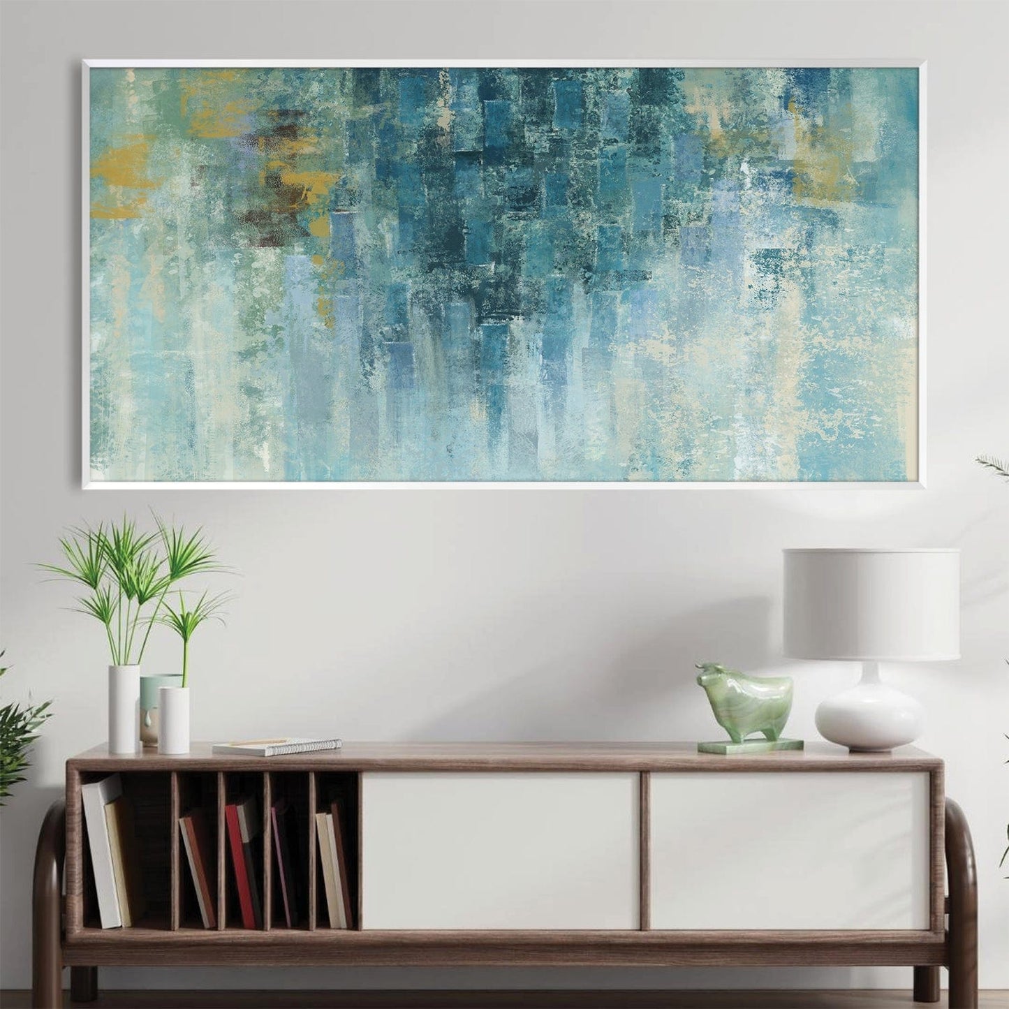 Tranquil Blue Abstract Oil Painting for Modern Home Décor