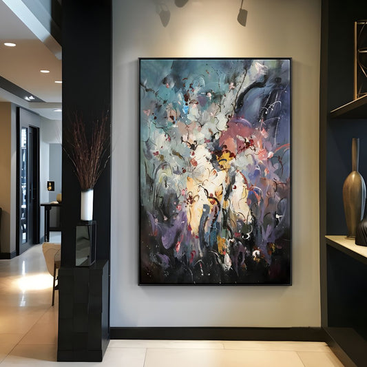 Colorful Abstract Oil Painting of Enchanting Fairytales for Home Decor