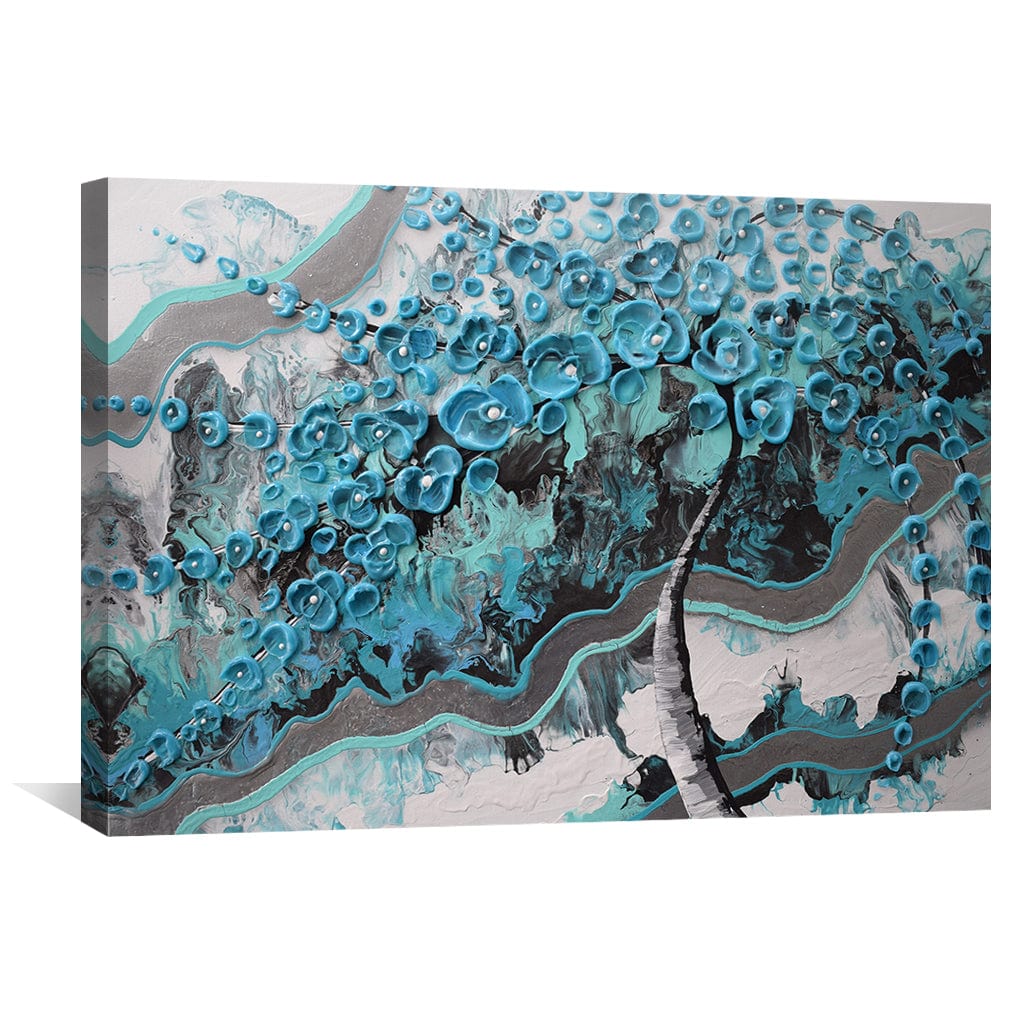 Turquoise Dreamscape Oil Painting for Modern Home Décor