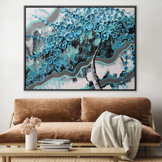 Turquoise Dreamscape Oil Painting for Modern Home Décor