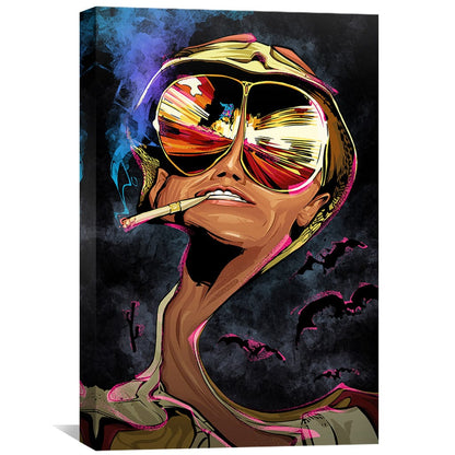 Abstract Expressionism: Fear and Loathing Urban Noir Oil Painting on Black Canvas