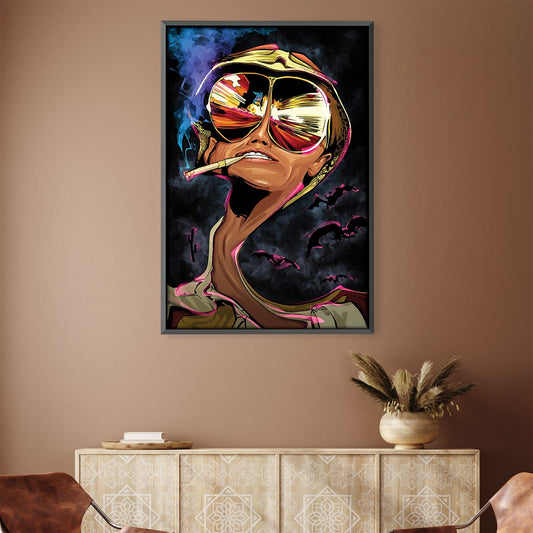 Abstract Expressionism: Fear and Loathing Urban Noir Oil Painting on Black Canvas