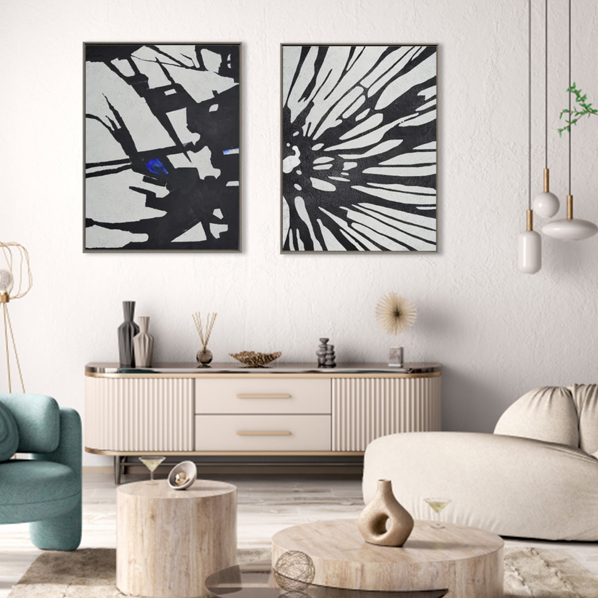 Dynamic Abstract Oil Painting for Modern Home Decor
