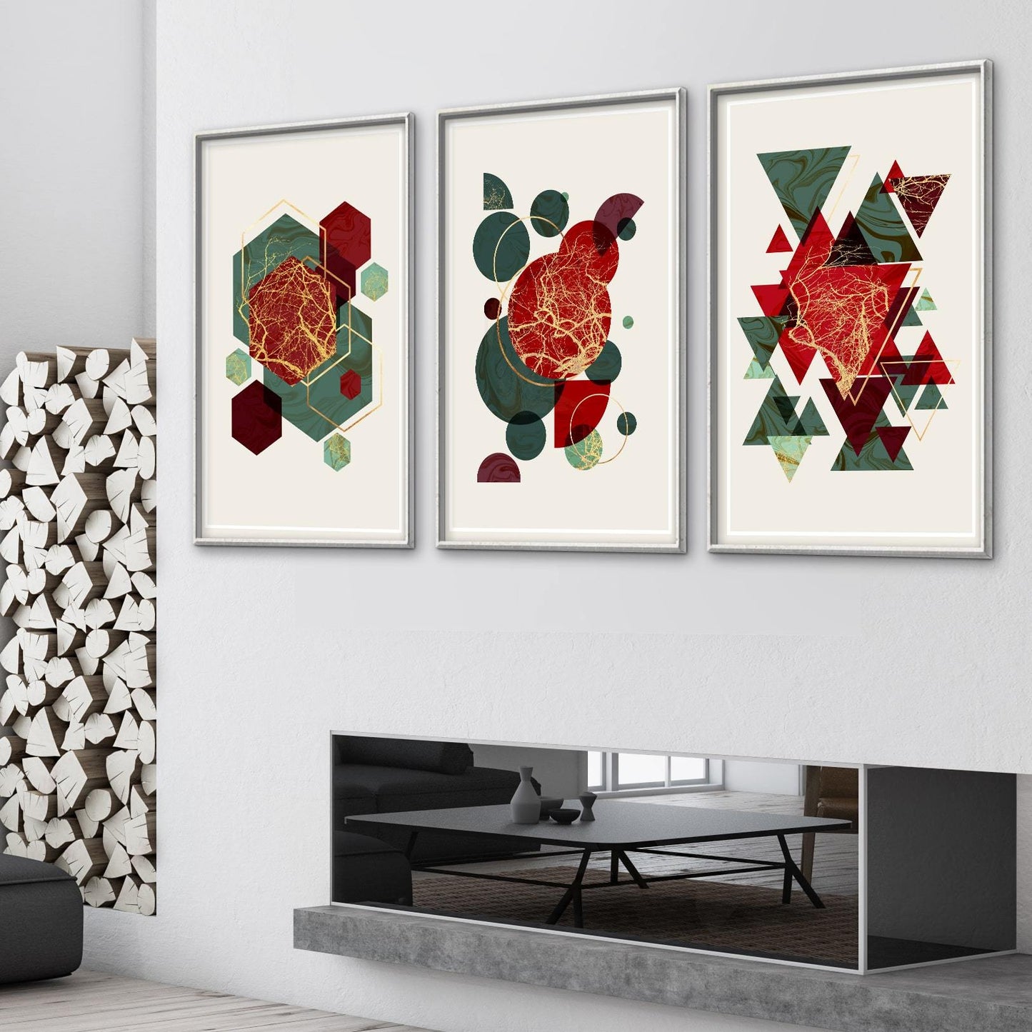 Vibrant Abstract Oil Painting with Festive Geometric Shapes