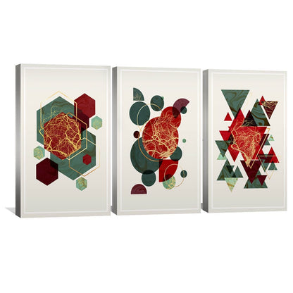 Vibrant Abstract Oil Painting with Festive Geometric Shapes