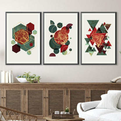 Vibrant Abstract Oil Painting with Festive Geometric Shapes