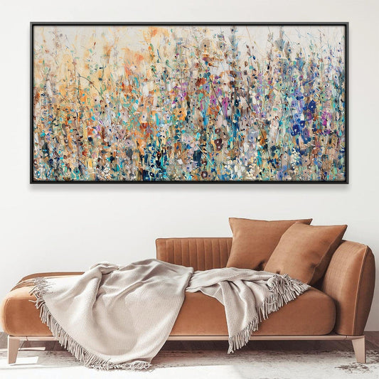 Vibrant Floral Field Oil Painting for Colorful Home Decor