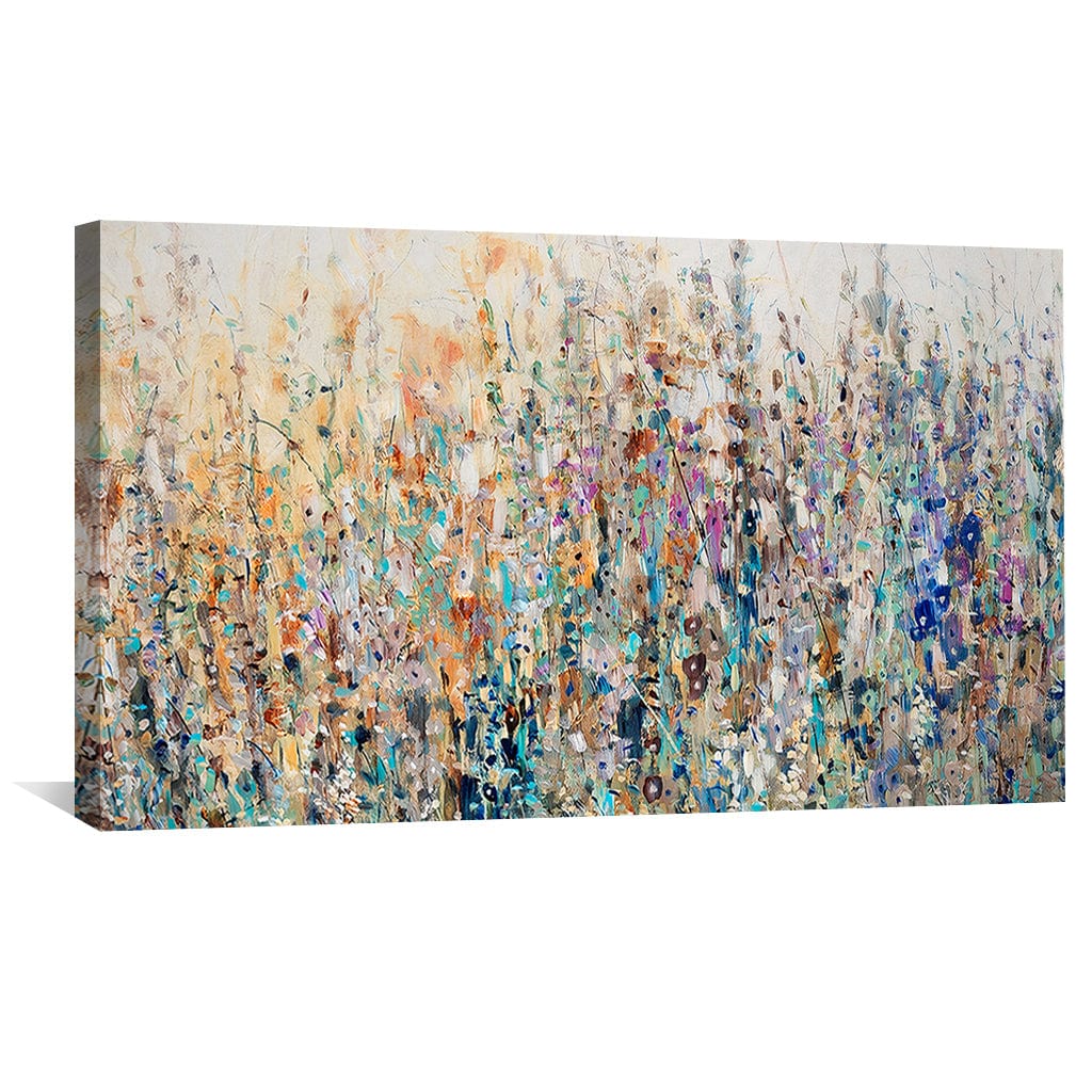 Vibrant Floral Field Oil Painting for Colorful Home Decor