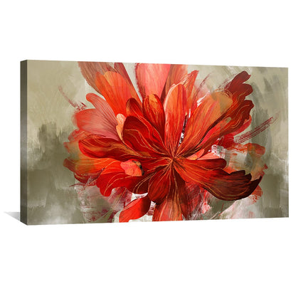 Vibrant Red Floral Abstract Oil Painting for Modern Home Decor