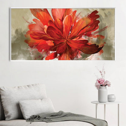 Vibrant Red Floral Abstract Oil Painting for Modern Home Decor